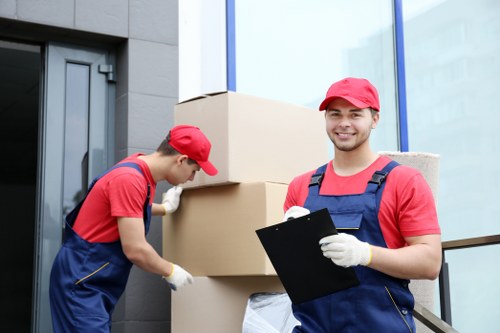 Removal van and packed boxes for a Croydon home move