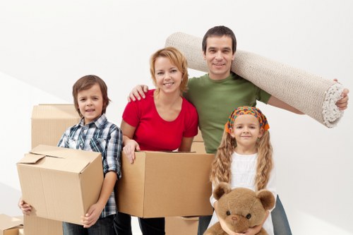 Packed boxes and furniture prepared for house moving in Croydon